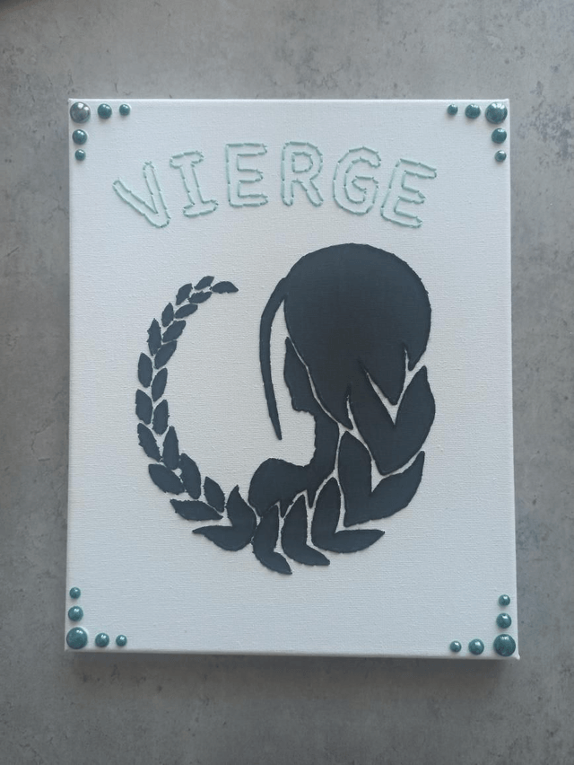 Toile brodée signe astro Vierge