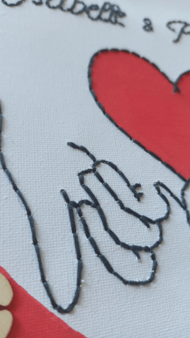 Toile brodée Amour