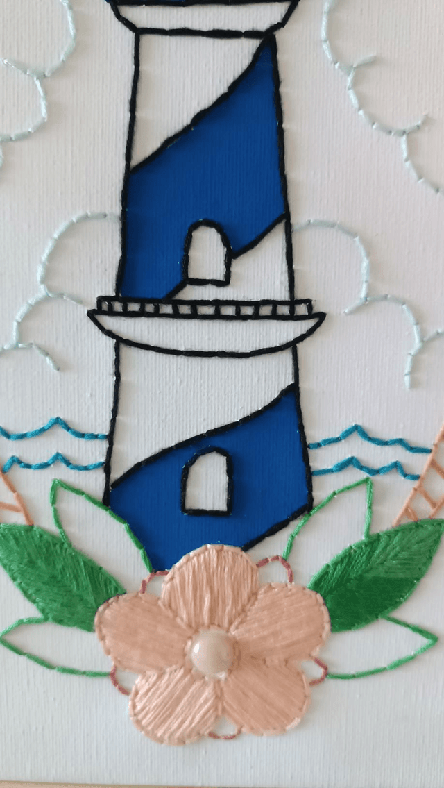 Toile brodée Phare