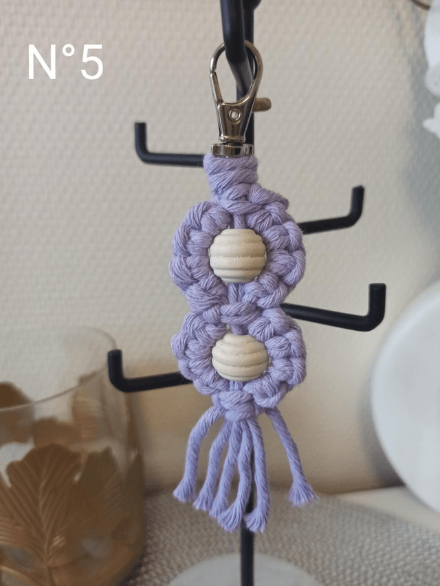 Porte clés macramé fleur