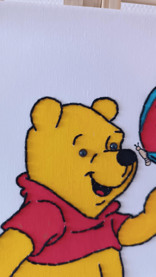 Toile brodée ourson avec prénom 