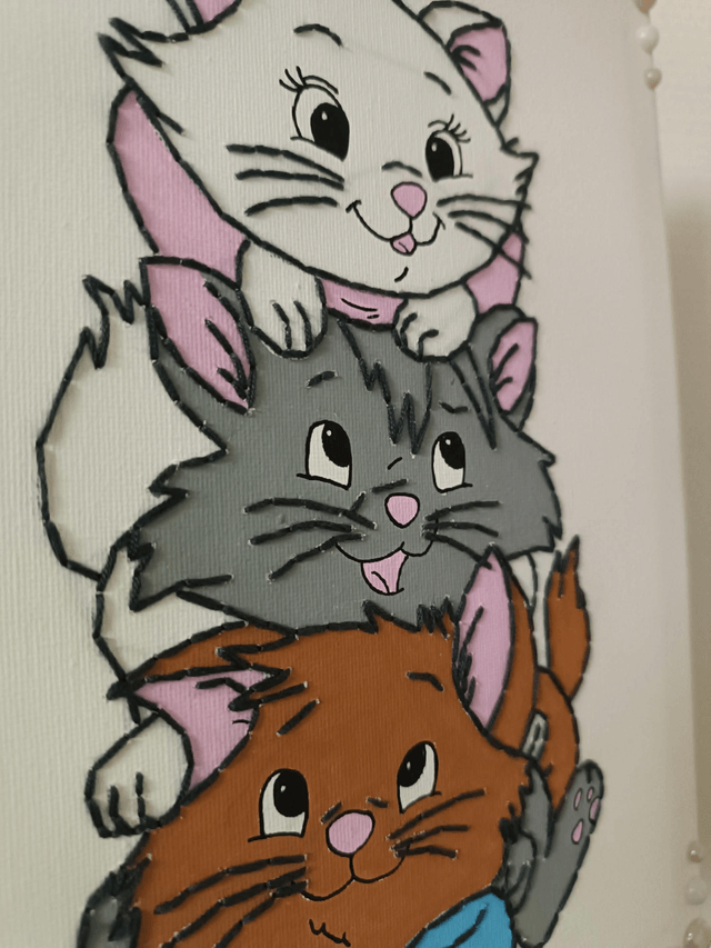 Toile brodée chatons 