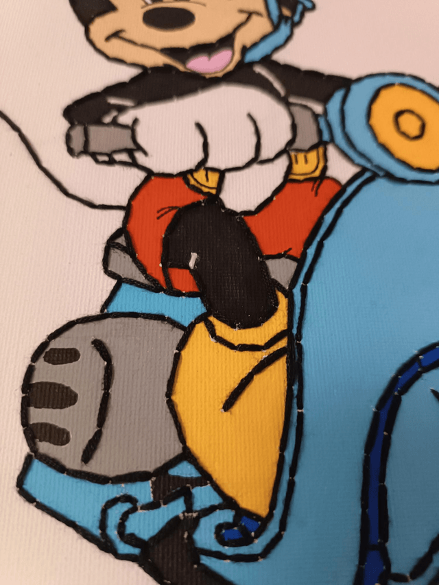 Toile brodée Vespa 