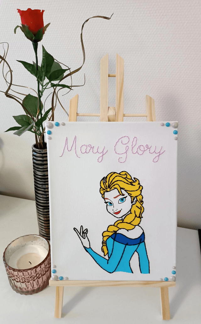 Toile brodée princesse avec prénom 