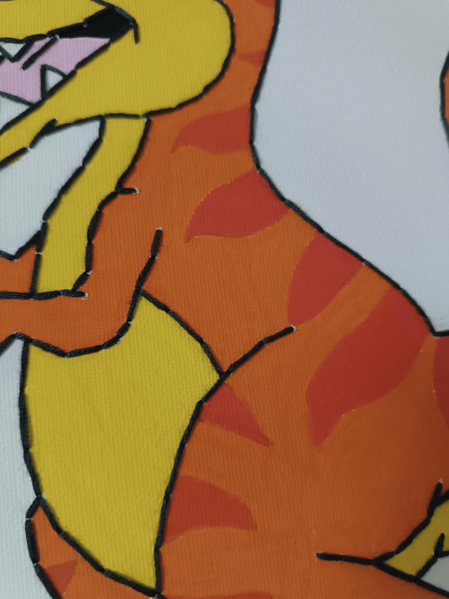 Toile brodée dinosaure 