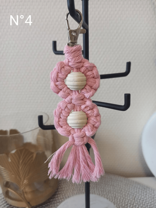 Porte clés macramé fleur
